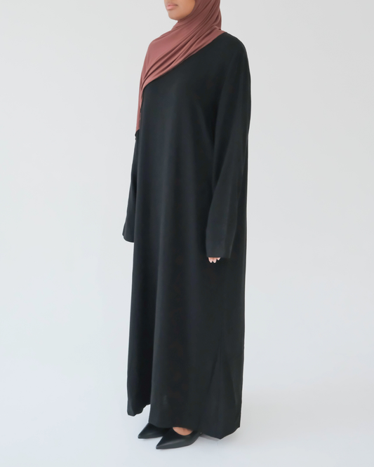 Rakiya Abaya | Linen Blend Dress in Black
