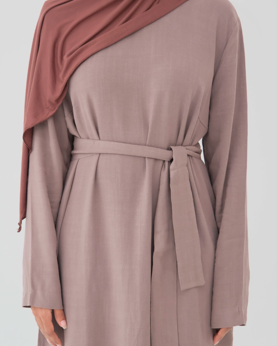 Rakiya Abaya | Linen Blend Dress in Rosewood