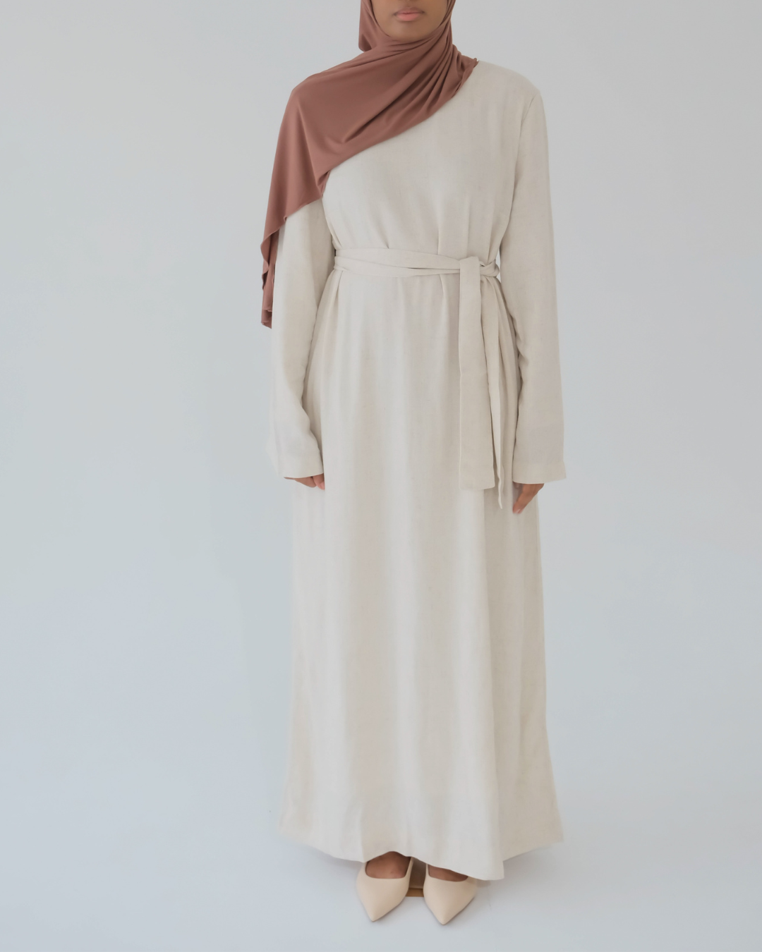 Rakiya Abaya | Linen Blend Dress in Natural